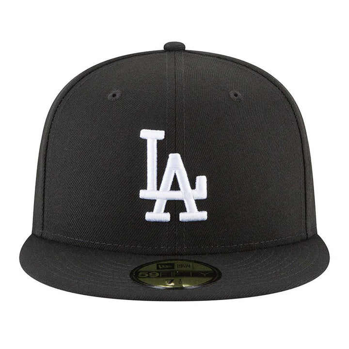 Los Angeles Dodgers New Era Black and White Basic 59FIFTY Fitted Hat - Black - Triple Play Caps