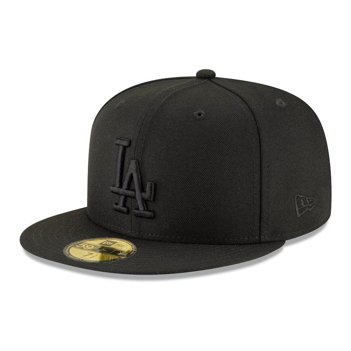 Los Angeles Dodgers New Era Black on Black Basic 59FIFTY Fitted Hat - Black - Triple Play Caps