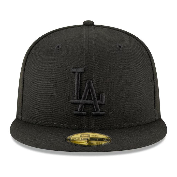Los Angeles Dodgers New Era Black on Black Basic 59FIFTY Fitted Hat - Black - Triple Play Caps