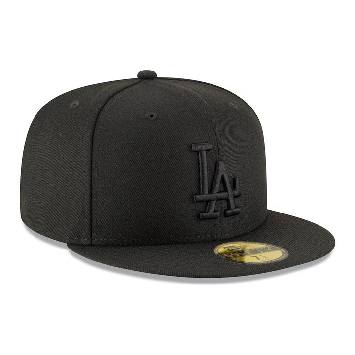 Los Angeles Dodgers New Era Black on Black Basic 59FIFTY Fitted Hat - Black - Triple Play Caps