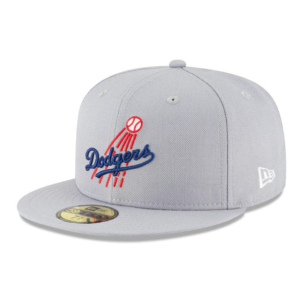 Los Angeles Dodgers New Era Cooperstown Collection Logo 59FIFTY Fitted Hat - Gray - Triple Play Caps