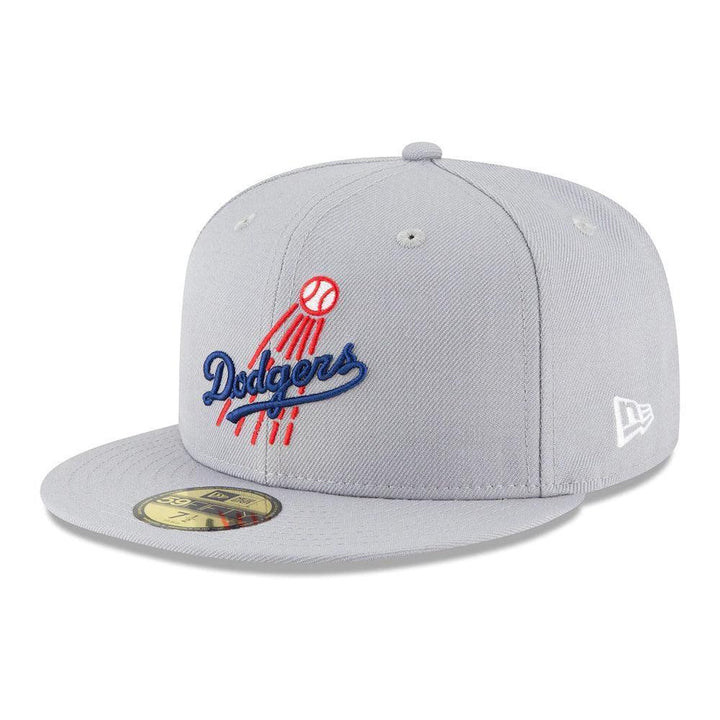 Los Angeles Dodgers New Era Cooperstown Collection Logo 59FIFTY Fitted Hat - Gray - Triple Play Caps