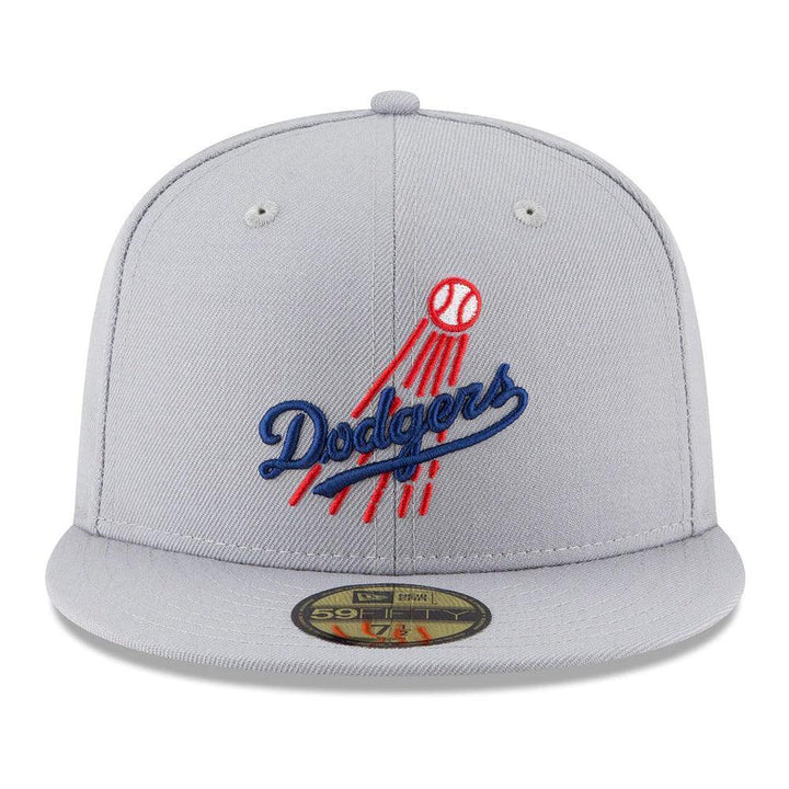 Los Angeles Dodgers New Era Cooperstown Collection Logo 59FIFTY Fitted Hat - Gray - Triple Play Caps