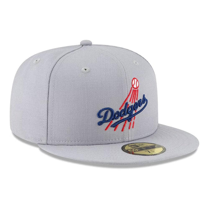 Los Angeles Dodgers New Era Cooperstown Collection Logo 59FIFTY Fitted Hat - Gray - Triple Play Caps