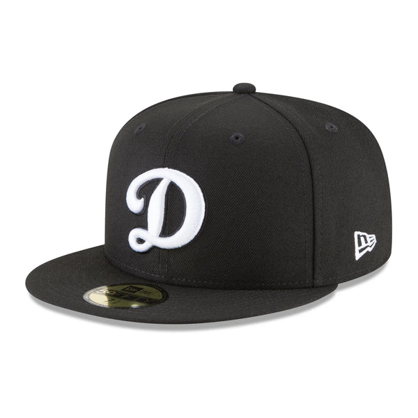 Los Angeles Dodgers New Era "D" Logo Black and White Basic 59FIFTY Fitted Hat - Black - Triple Play Caps