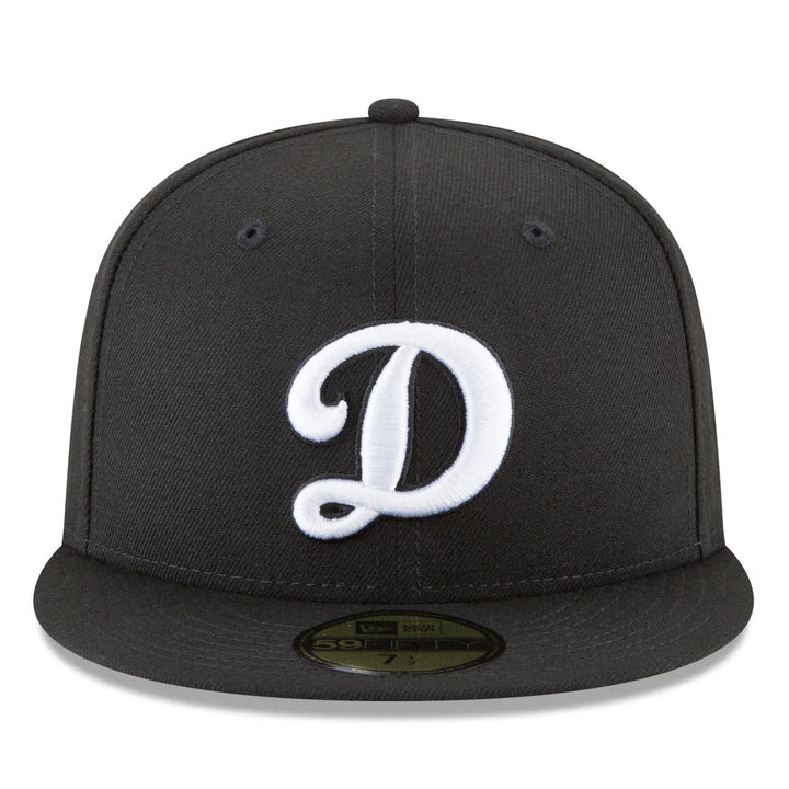 Los Angeles Dodgers New Era "D" Logo Black and White Basic 59FIFTY Fitted Hat - Black - Triple Play Caps
