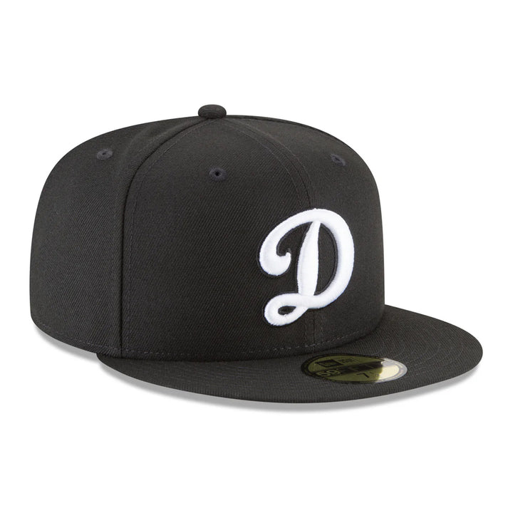 Los Angeles Dodgers New Era "D" Logo Black and White Basic 59FIFTY Fitted Hat - Black - Triple Play Caps