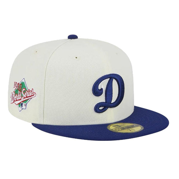 Los Angeles Dodgers New Era Retro 1988 World Series 59FIFTY Fitted Hat - Cream/Royal - Triple Play Caps