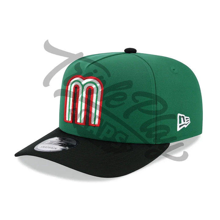Mexico Baseball New Era 9FIFTY A-Frame Snapback Hat - Kelly Green/Black - Triple Play Caps