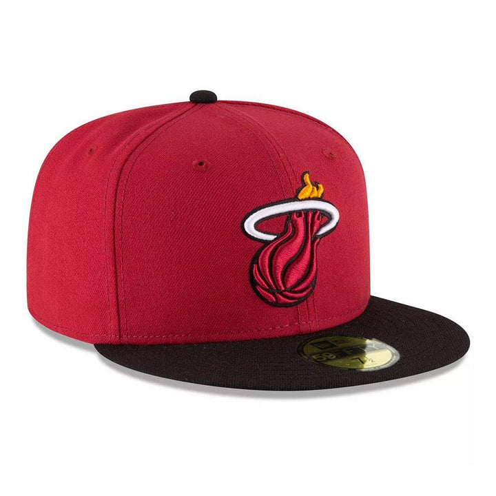 Miami Heat New Era Official Team Color 2Tone 59FIFTY Fitted Hat - Red/Black - Triple Play Caps