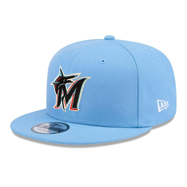 Miami Marlins New Era Sky Blue Evergreen 9FIFTY Snapback Hat - Sky Blue - Triple Play Caps