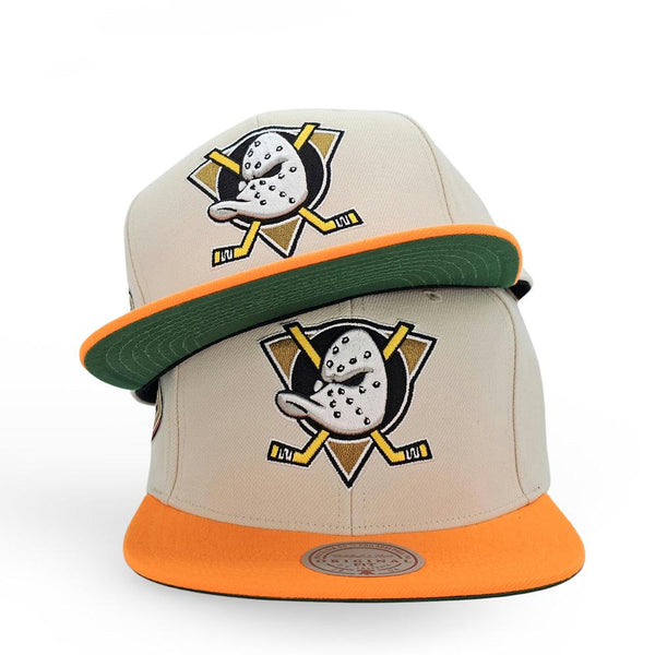 Mitchell & Ness Anaheim Ducks Vintage Off White Snapback Hat - Off White - Triple Play Caps