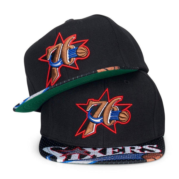 Mitchell & Ness Philadelphia 76ers HWC Snapshot Snapback Hat - Black - Triple Play Caps