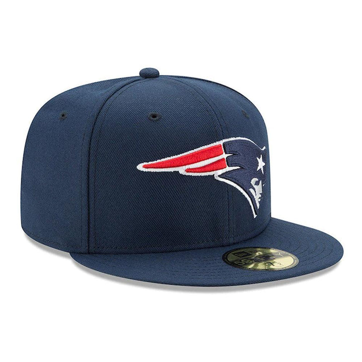 New England Patriots New Era Team Logo Omaha 59FIFTY Fitted Hat - Navy - Triple Play Caps