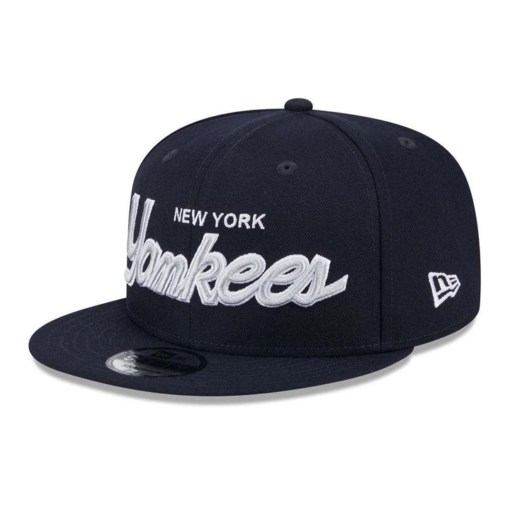 New York Yankees New Era Wordmark Script 9FIFTY Snapback Hat - Navy - Triple Play Caps