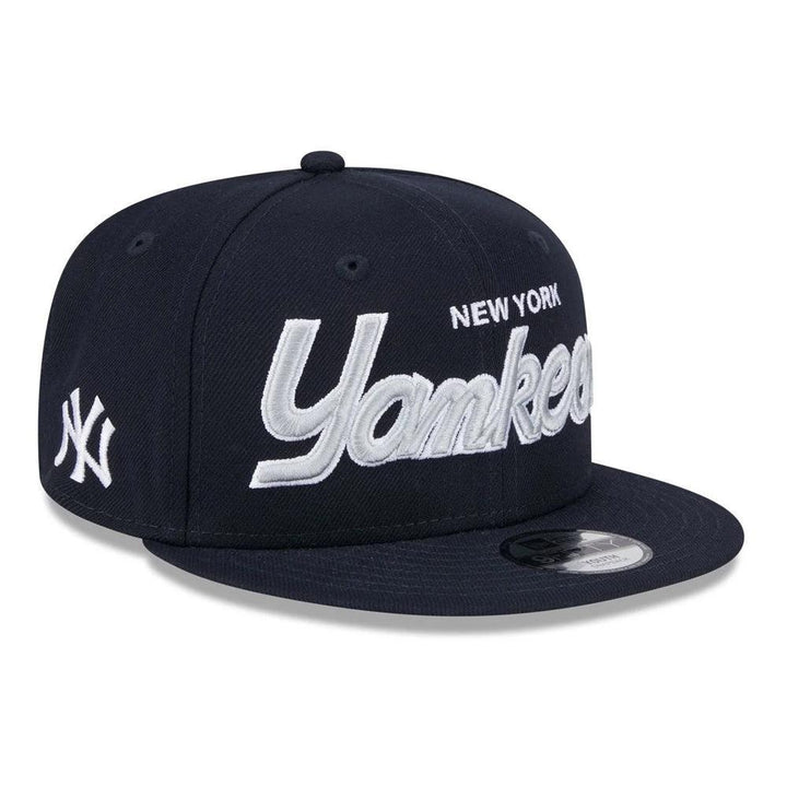 New York Yankees New Era Wordmark Script 9FIFTY Snapback Hat - Navy - Triple Play Caps