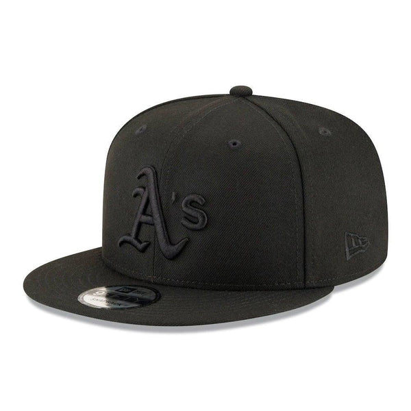 Oakland Athletics New Era Black on Black 9FIFTY Snapback Hat - Black - Triple Play Caps