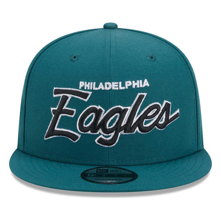 Philadelphia Eagles New Era Main Script 9FIFTY Snapback Hat - Midnight Green - Triple Play Caps