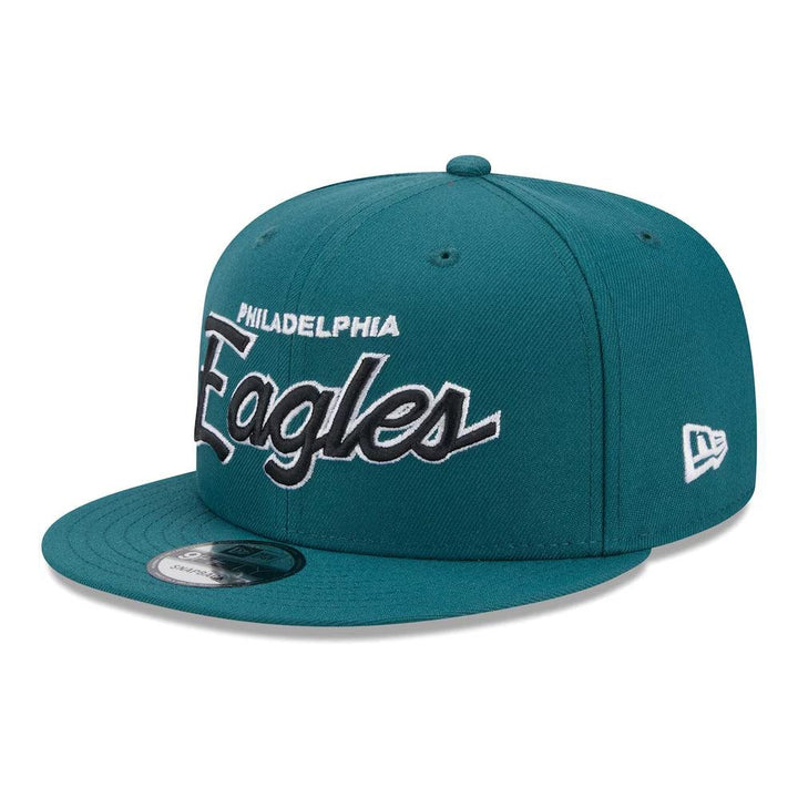 Philadelphia Eagles New Era Main Script 9FIFTY Snapback Hat - Midnight Green - Triple Play Caps