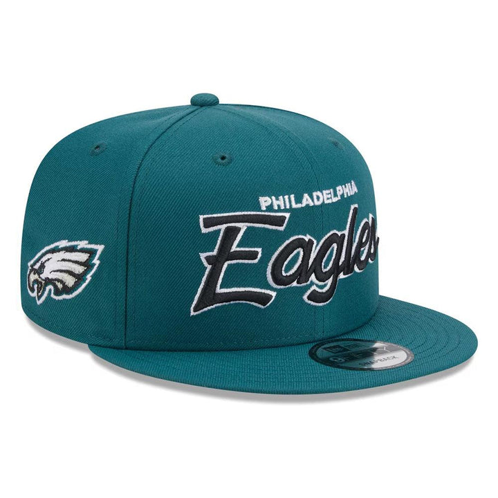 Philadelphia Eagles New Era Main Script 9FIFTY Snapback Hat - Midnight Green - Triple Play Caps