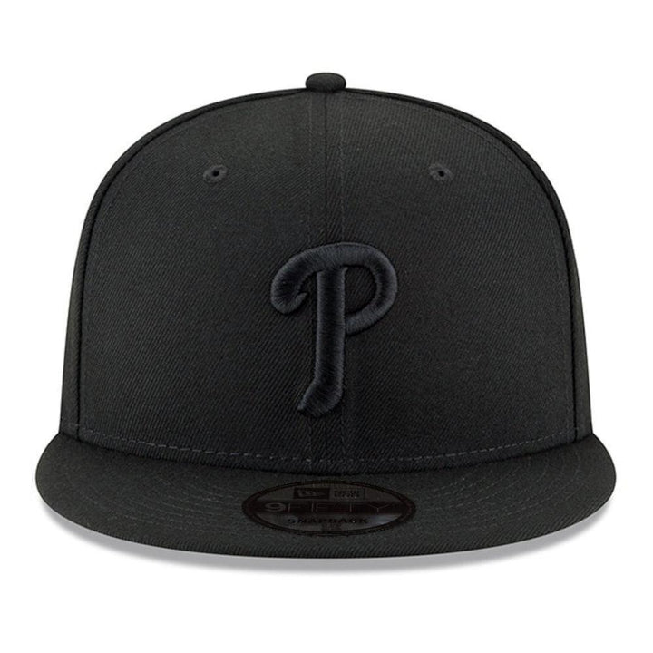 Philadelphia Phillies New Era Black on Black 9FIFTY Snapback Hat - Black - Triple Play Caps