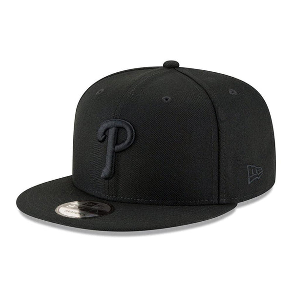 Philadelphia Phillies New Era Black on Black 9FIFTY Snapback Hat - Black - Triple Play Caps