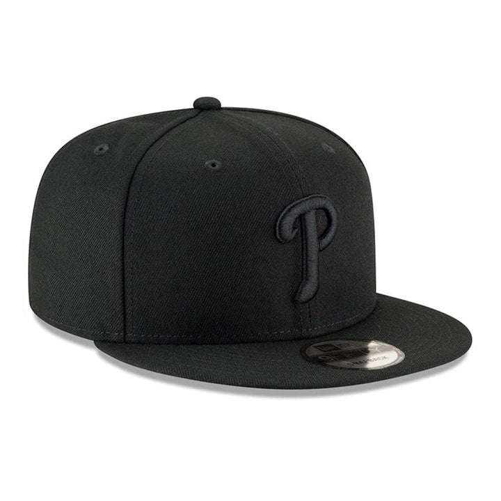 Philadelphia Phillies New Era Black on Black 9FIFTY Snapback Hat - Black - Triple Play Caps