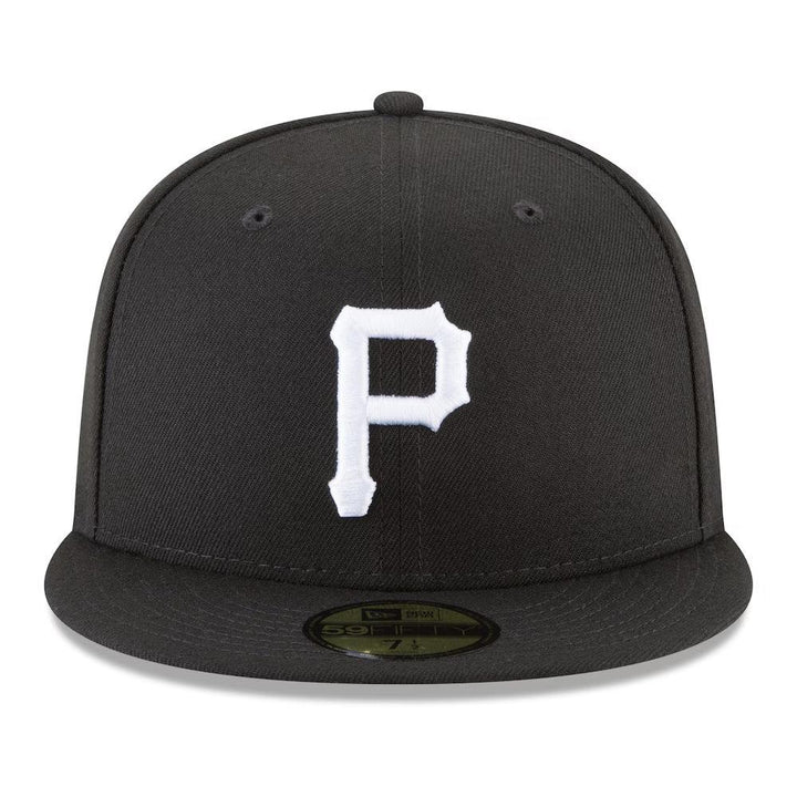 Pittsburgh Pirates New Era Black and White Basic 59FIFTY Fitted Hat - Black - Triple Play Caps