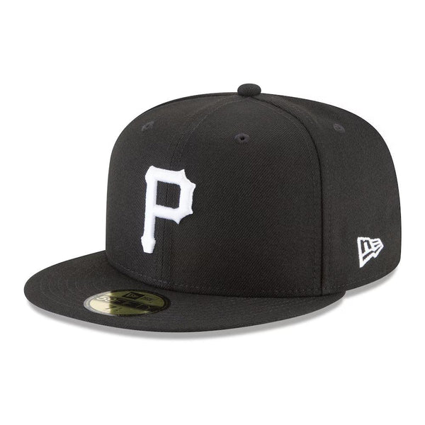 Pittsburgh Pirates New Era Black and White Basic 59FIFTY Fitted Hat - Black - Triple Play Caps