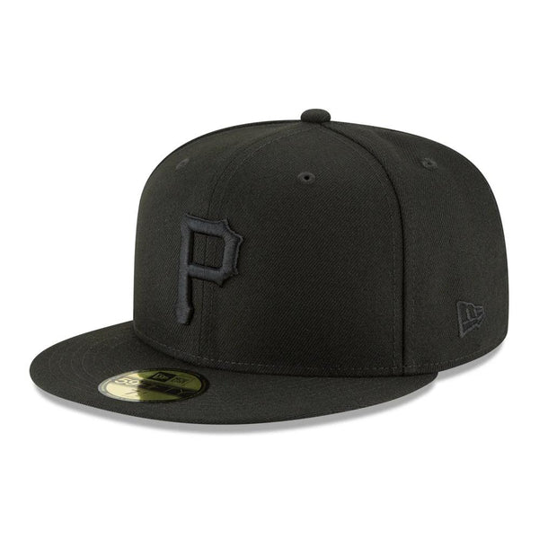 Pittsburgh Pirates New Era Black on Black Basic 59FIFTY Fitted Hat - Black - Triple Play Caps