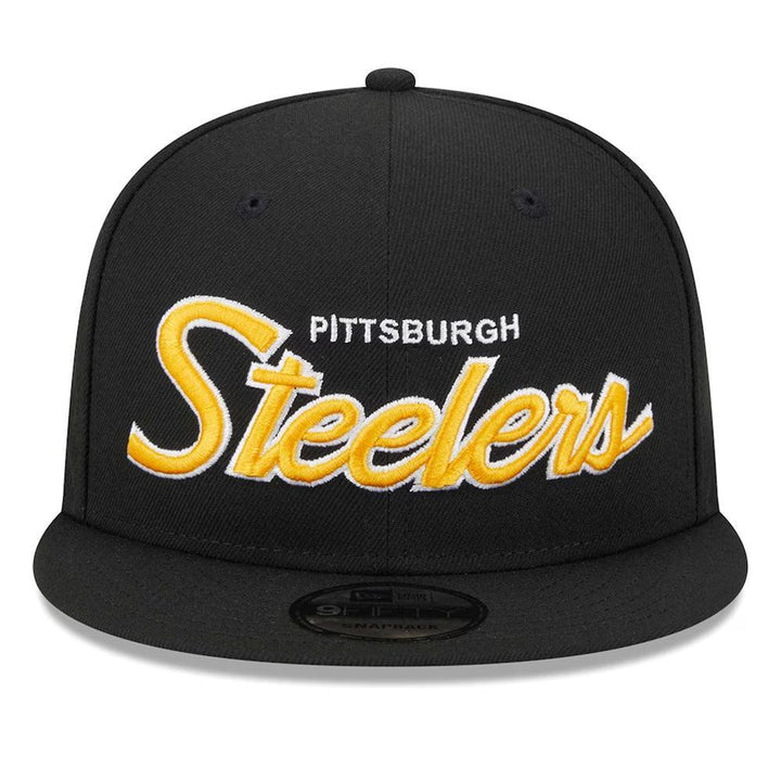 Pittsburgh Steelers New Era Main Script 9FIFTY Snapback Hat - Black - Triple Play Caps