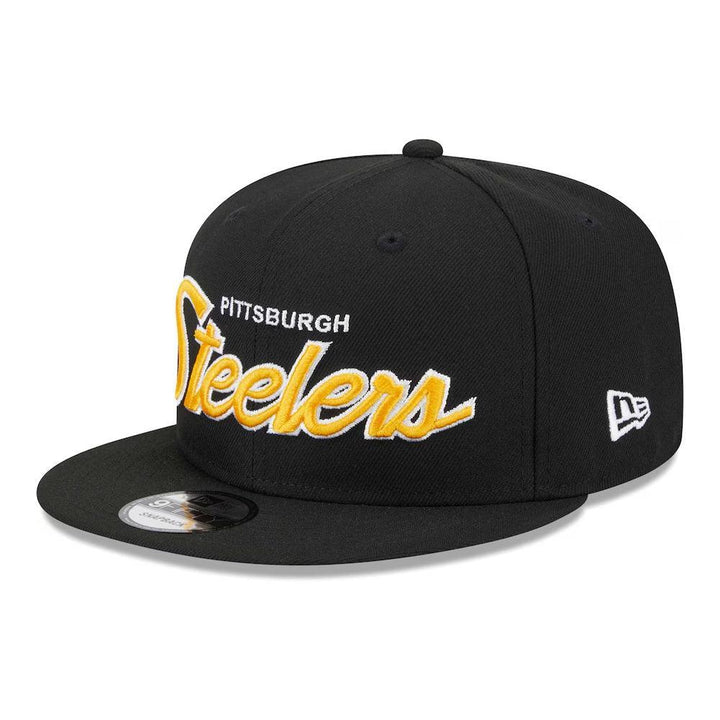 Pittsburgh Steelers New Era Main Script 9FIFTY Snapback Hat - Black - Triple Play Caps