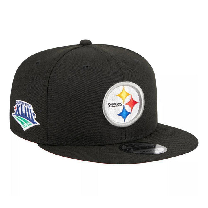 Pittsburgh Steelers New Era Super Bowl XLIII Side Patch 9FIFTY Snapback Hat - Black - Triple Play Caps