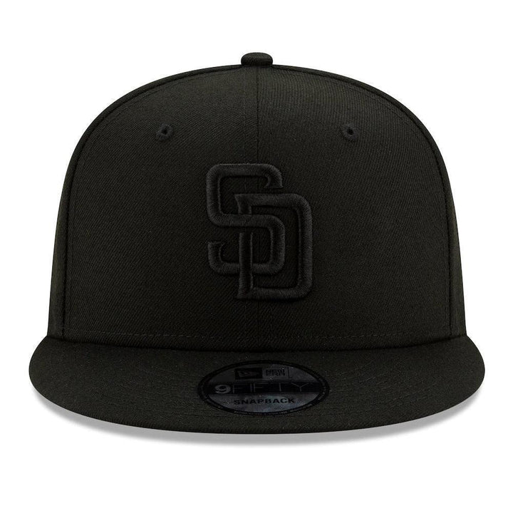 San Diego Padres New Era Black on Black 9FIFTY Snapback Hat - Black - Triple Play Caps