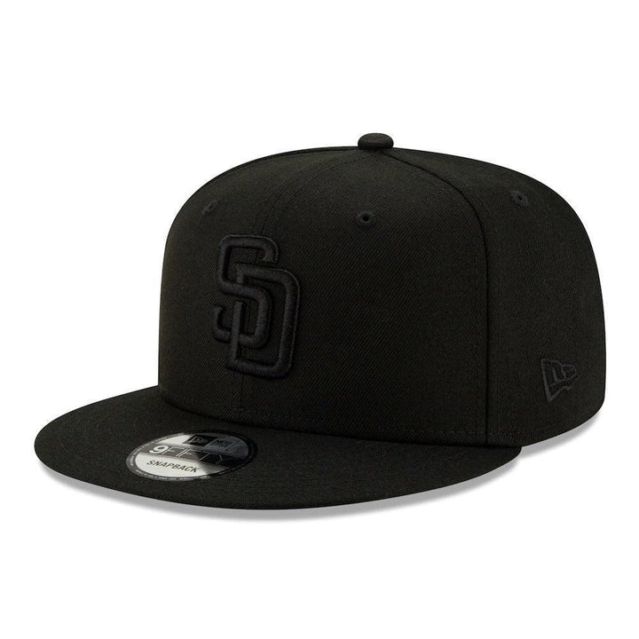 San Diego Padres New Era Black on Black 9FIFTY Snapback Hat - Black - Triple Play Caps