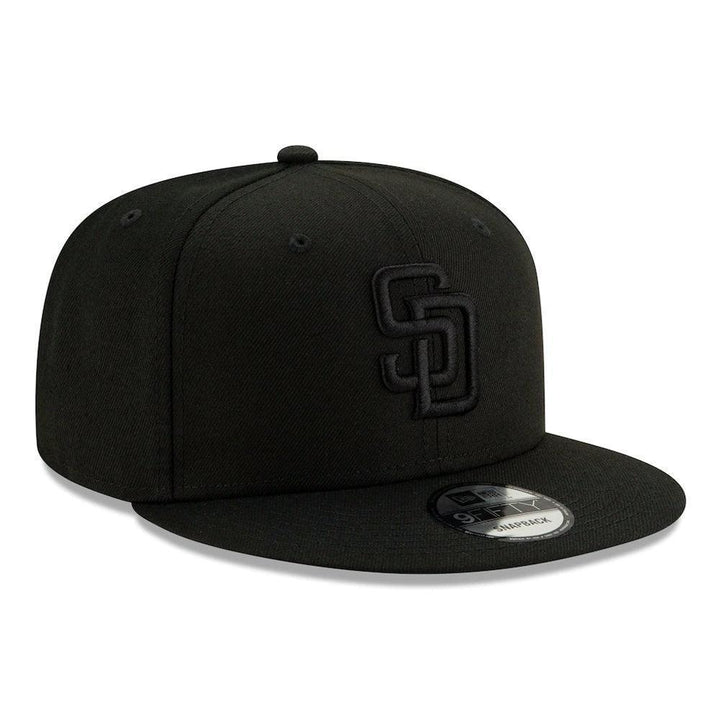 San Diego Padres New Era Black on Black 9FIFTY Snapback Hat - Black - Triple Play Caps