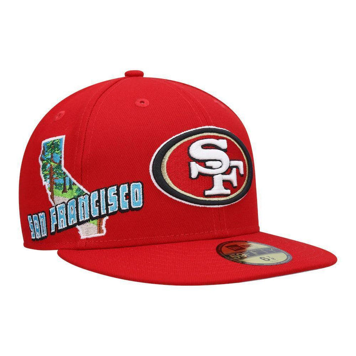 San Francisco 49ers New Era Stateview 59FIFTY Fitted Hat - Scarlet - Triple Play Caps
