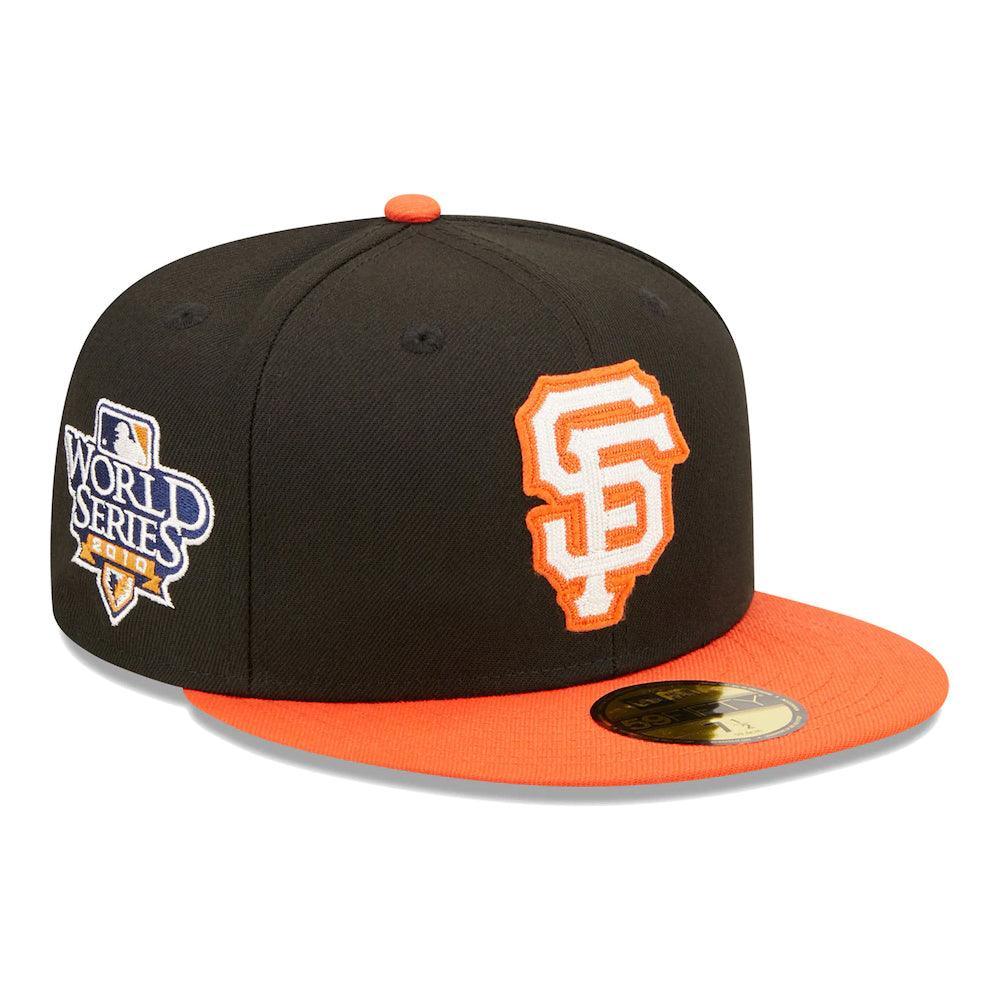 San Francisco Giants New Era 2010 World Series Letterman 59FIFTY Fitted Hat - Black/Orange - Triple Play Caps