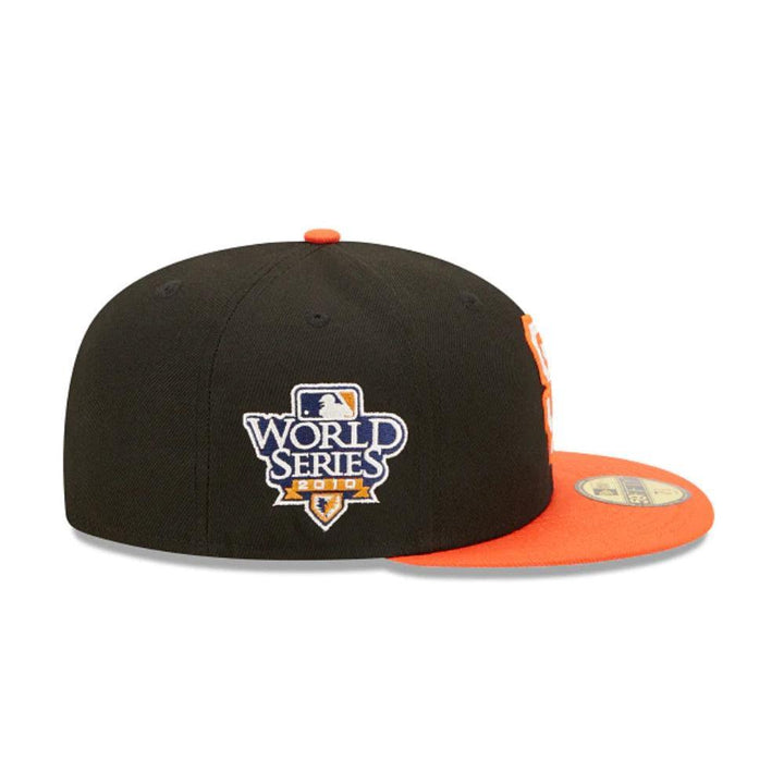 San Francisco Giants New Era 2010 World Series Letterman 59FIFTY Fitted Hat - Black/Orange - Triple Play Caps