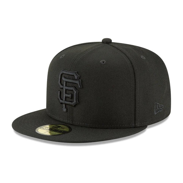 San Francisco Giants New Era Black on Black Basic 59FIFTY Fitted Hat - Black - Triple Play Caps