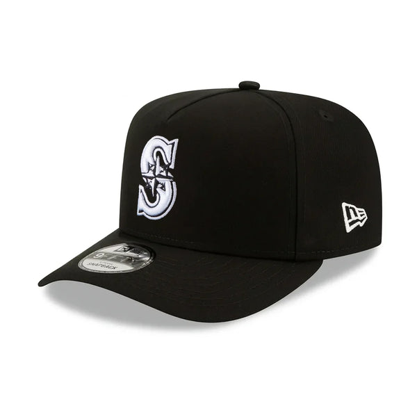 Seattle Mariners New Era Black & White 9FIFTY A-Frame Snapback Hat - Black - Triple Play Caps