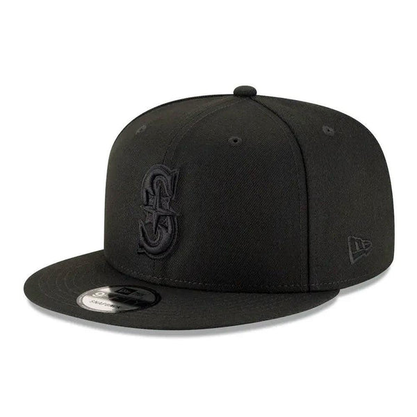 Seattle Mariners New Era Black on Black 9FIFTY Snapback Hat - Black - Triple Play Caps