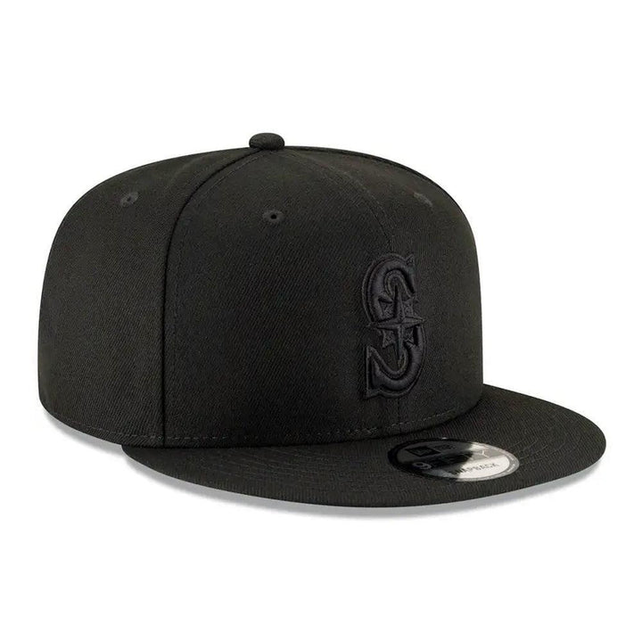 Seattle Mariners New Era Black on Black 9FIFTY Snapback Hat - Black - Triple Play Caps