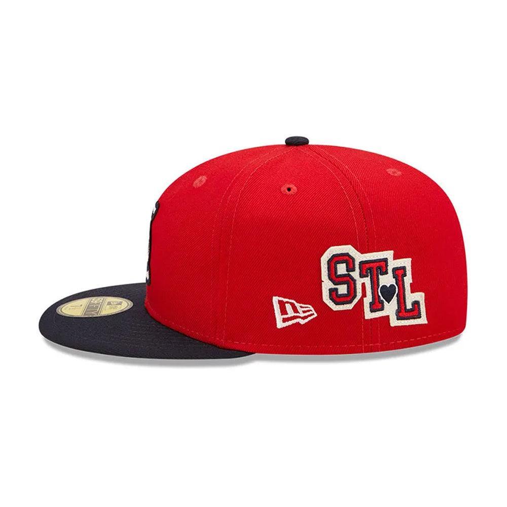 St. Louis Cardinals New Era 2011 World Series Letterman 59FIFTY Fitted Hat - Red/Navy - Triple Play Caps