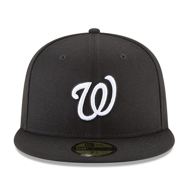 Washington Nationals New Era Black and White Basic 59FIFTY Fitted Hat - Black - Triple Play Caps