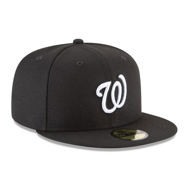 Washington Nationals New Era Black and White Basic 59FIFTY Fitted Hat - Black - Triple Play Caps