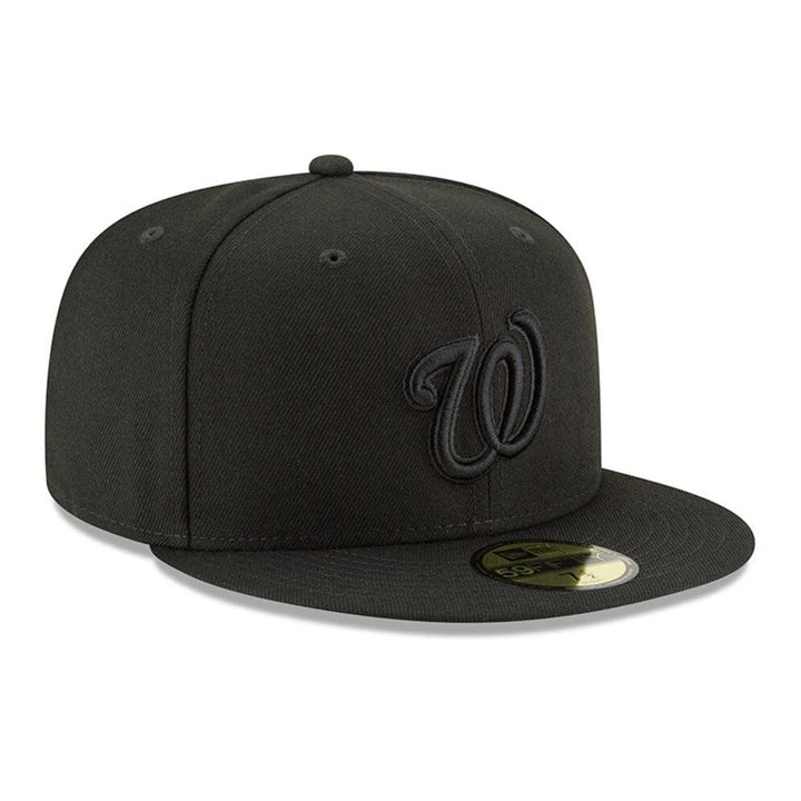 Washington Nationals New Era Black on Black Basic 59FIFTY Fitted Hat - Black - Triple Play Caps