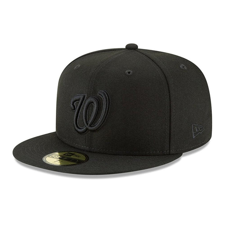 Washington Nationals New Era Black on Black Basic 59FIFTY Fitted Hat - Black - Triple Play Caps
