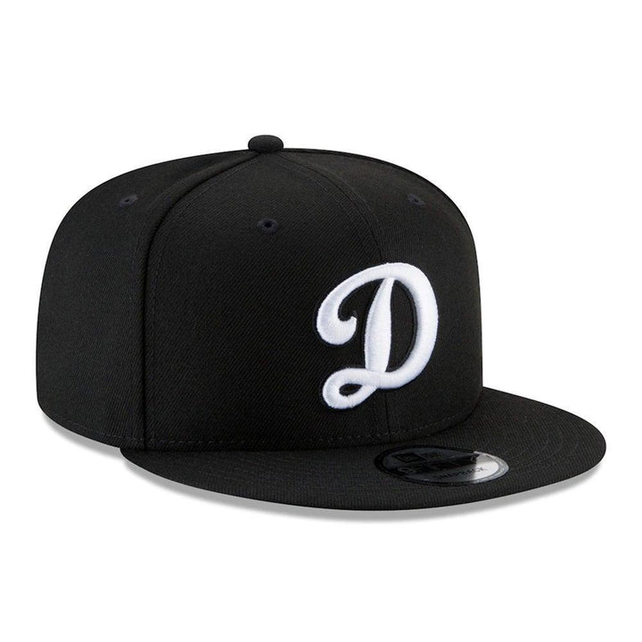 Los Angeles Dodgers New Era "D" Logo Black & White 9FIFTY Snapback Hat - Black - Triple Play Caps