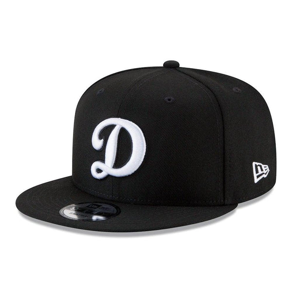 Los Angeles Dodgers New Era "D" Logo Black & White 9FIFTY Snapback Hat - Black - Triple Play Caps